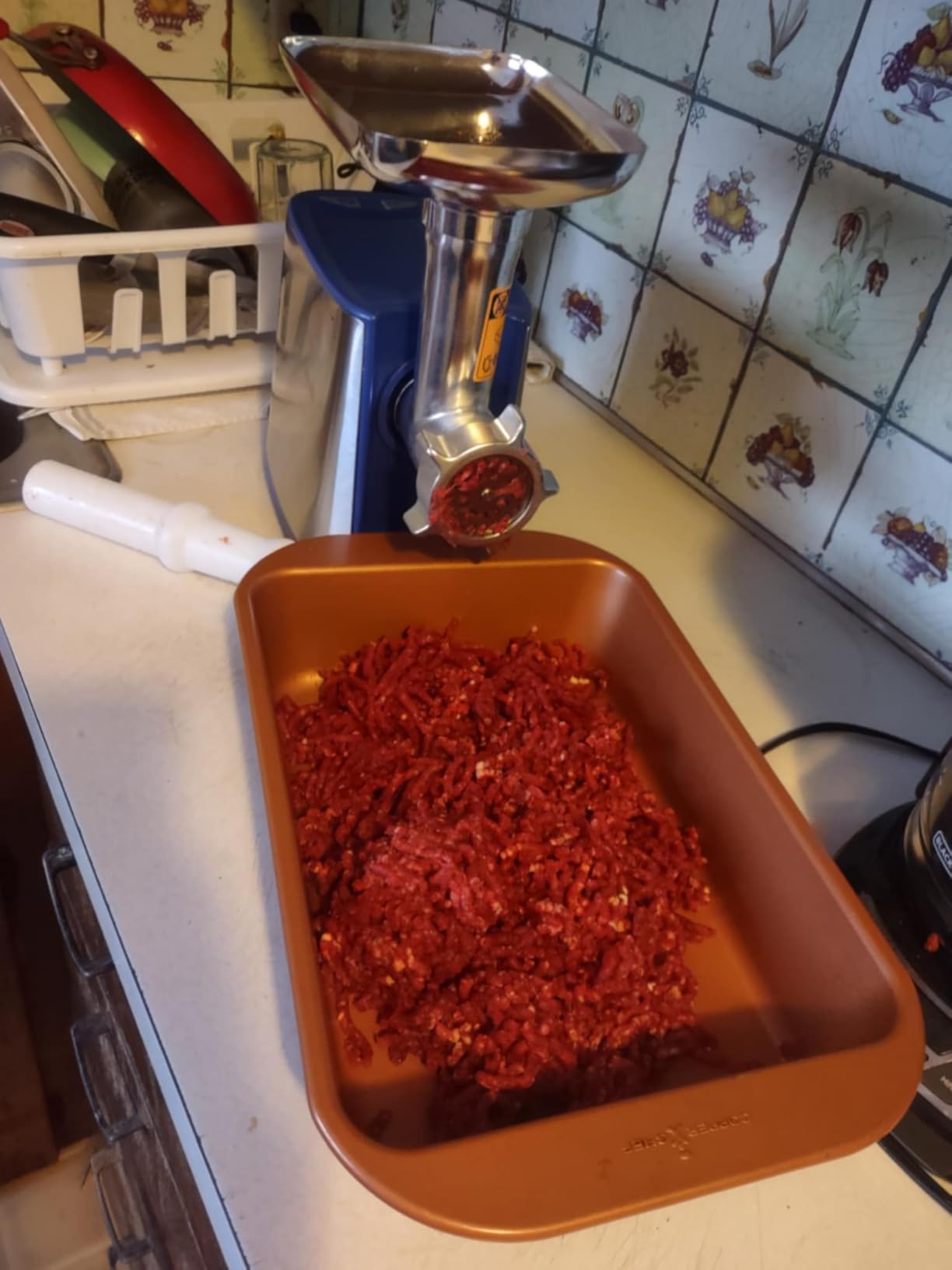 Homemade sausage and burgers made with the Yabano electric meat grinder